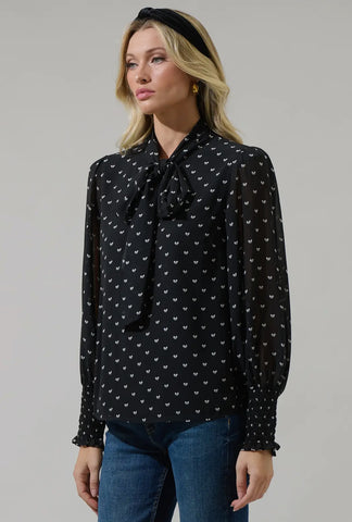 Black Mini Bow Blouse