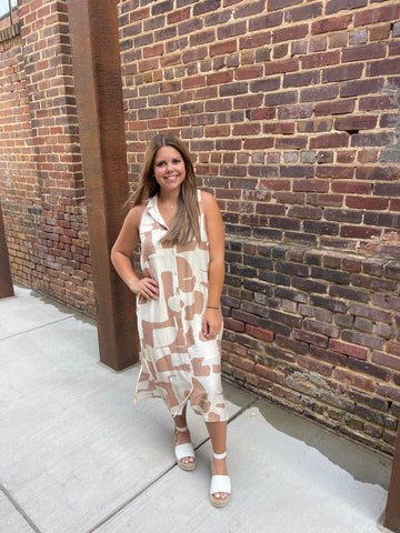 Tan Patterned Dress