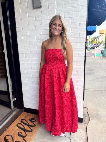 Red Strapless Merry Dress