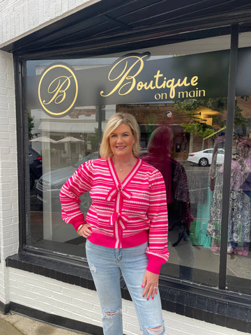 Hot Pink Bow Cardigan