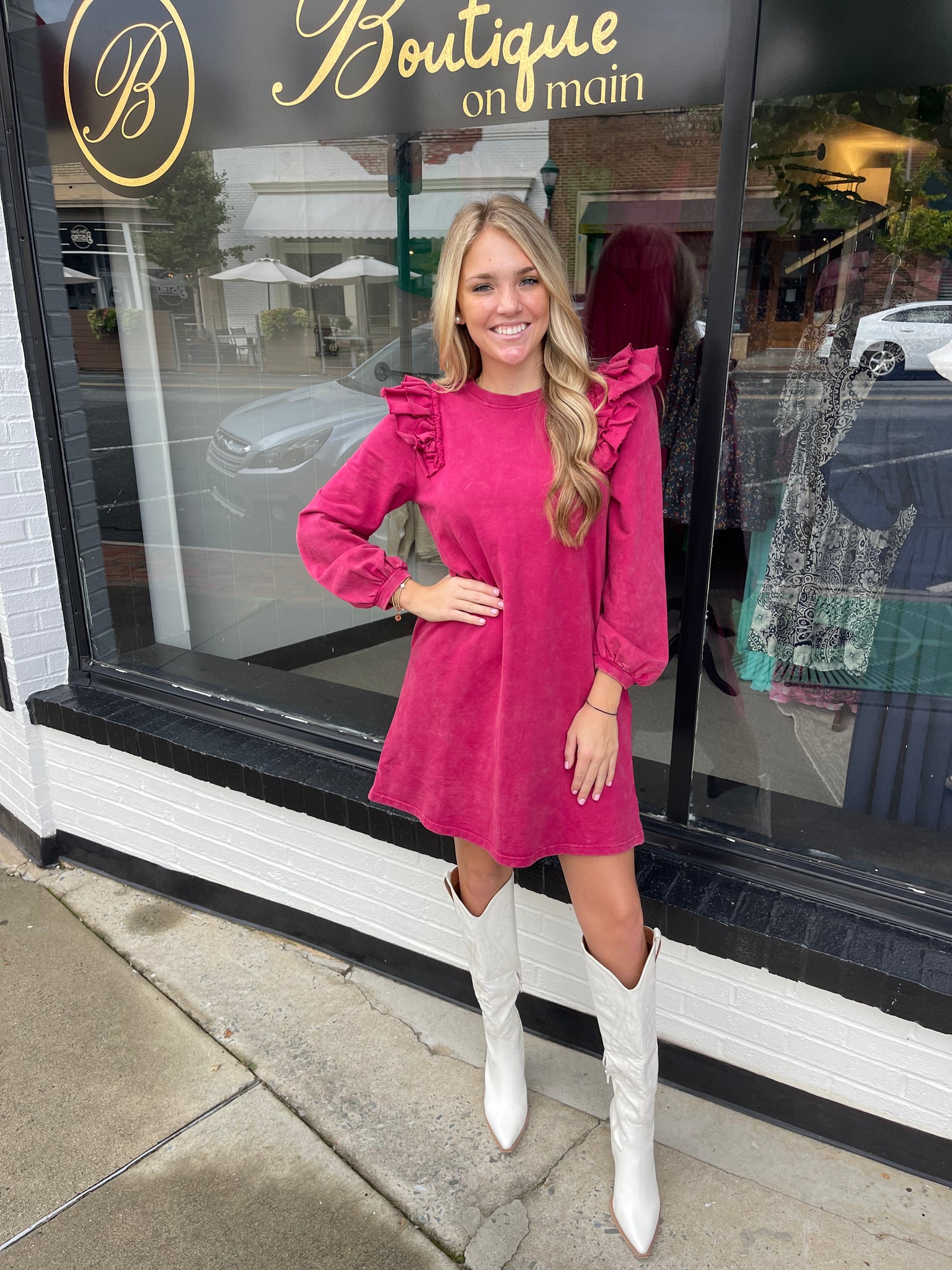 Magenta Long Sleeve Dress