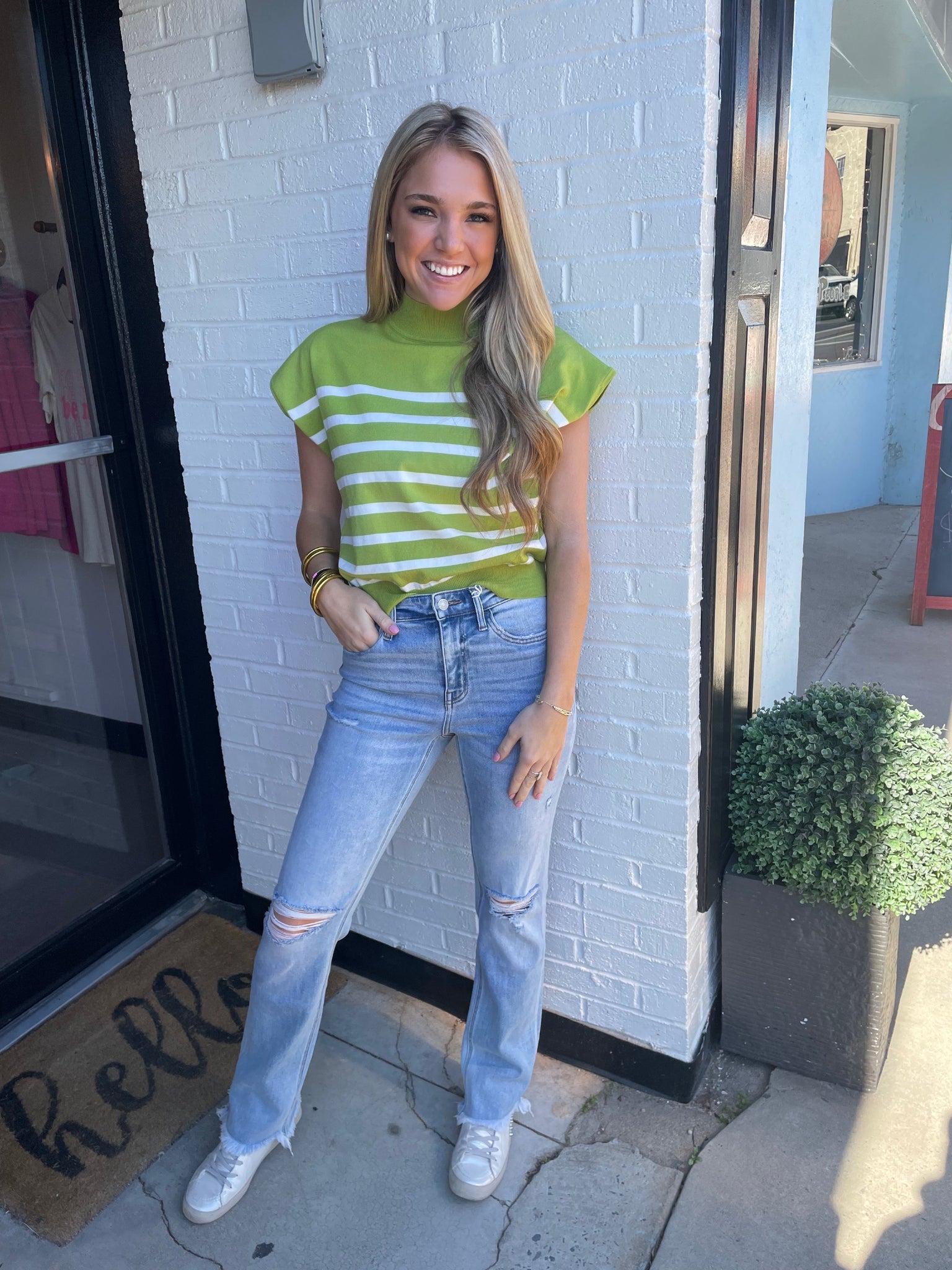 Easter Green Striped Top