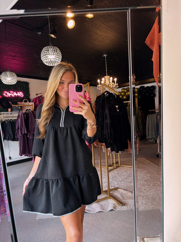 Black Zip Cozy Dress