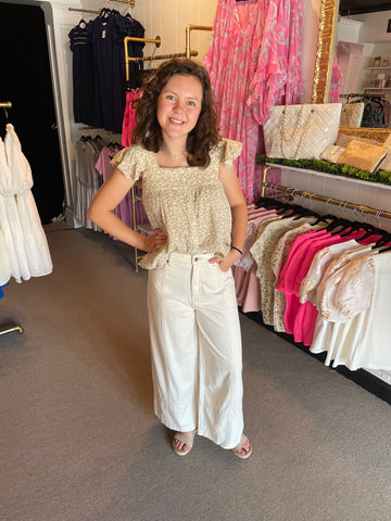 Tan Puff Sleeve Blouse