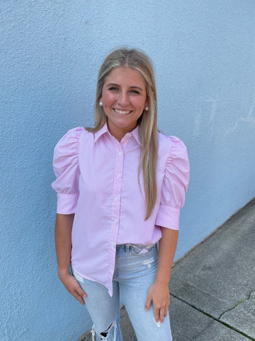 Pink & White Striped Blouse