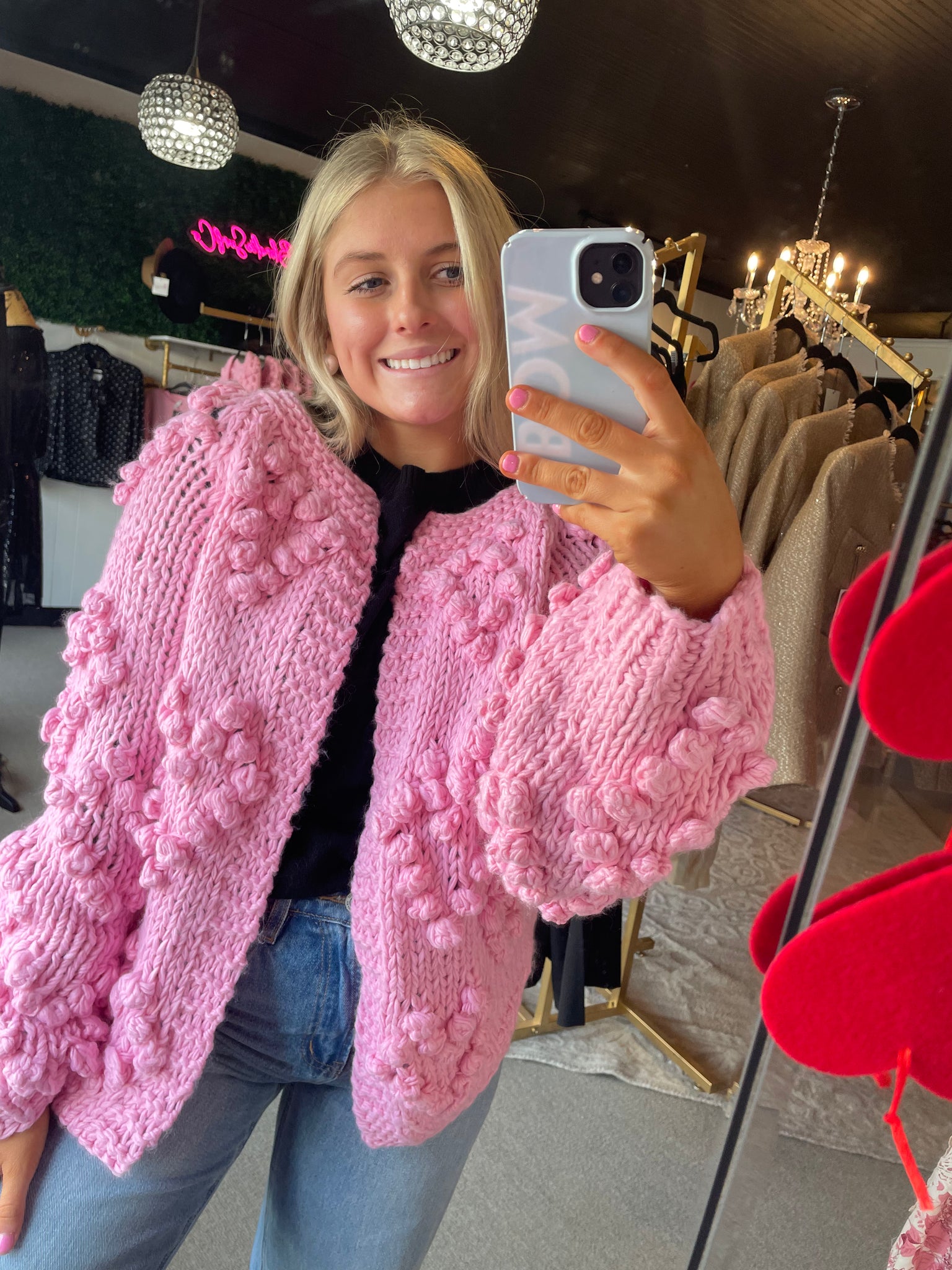 Bubble Gum Heart Cardigan