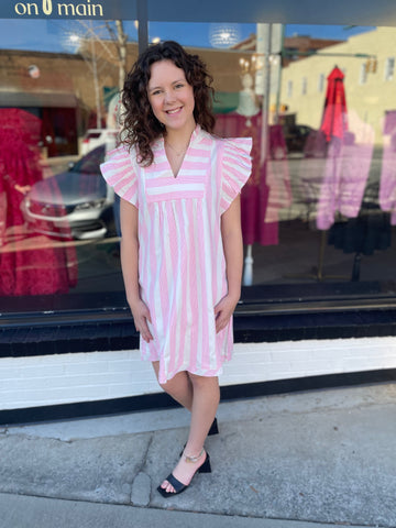 Pink Striped Mini Dress