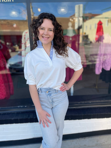 White & Pinstripe Top