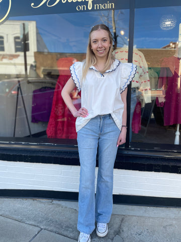 Blue Ruffle Top