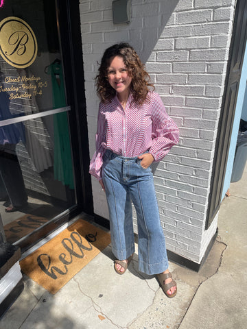 Pinched Wide Leg Jeans
