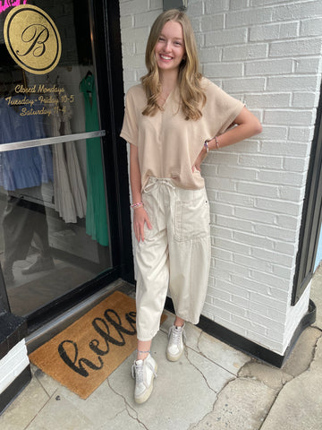 Barrel Leg Cream Jeans