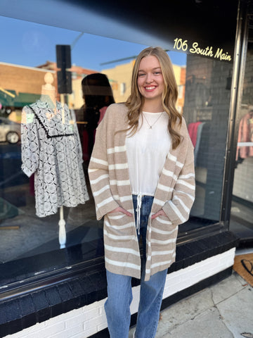 Taupe Stripe Cardigan