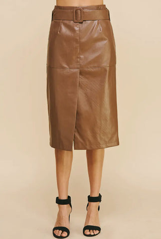 Brown Pleather Skirt