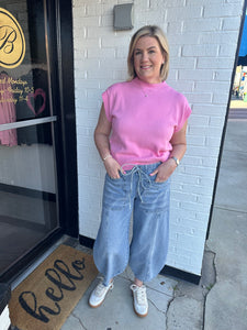 Pink Knit Sweater Top