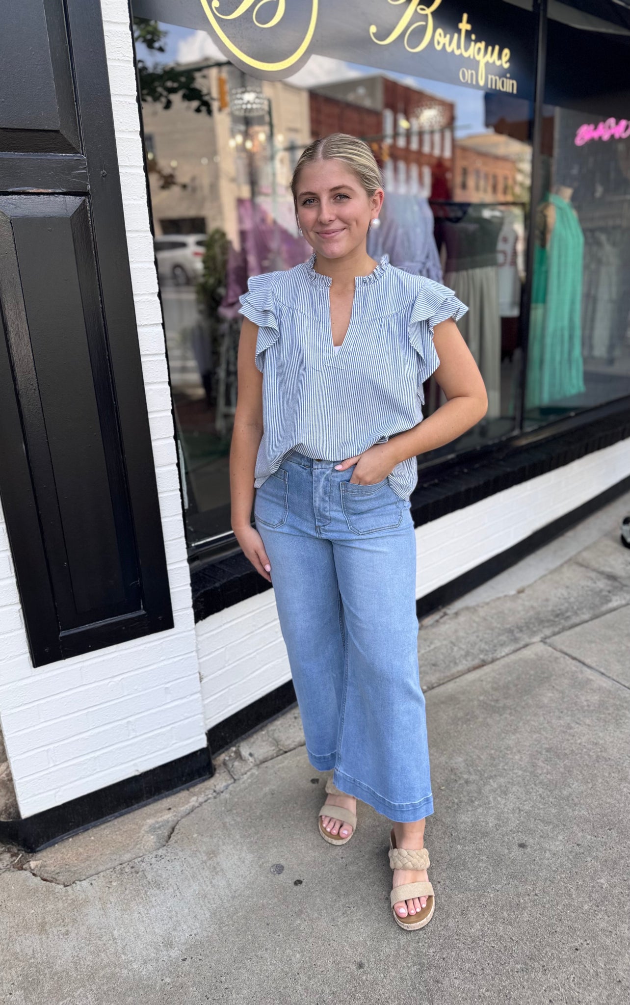 Pinstripe Blue Blouse