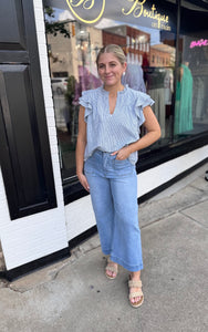 Pinstripe Blue Blouse
