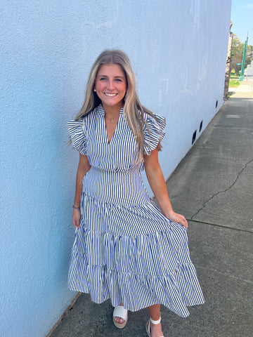 Blue Pin-Stripe Dress